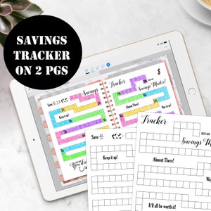 Savings Tracker Printable on 2 pages, Savings Tracker Insert, Savings Tracker Coloring Planner Insert Instant Digital Download 00147