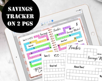 Savings Tracker Printable on 2 pages, Savings Tracker Insert, Savings Tracker Coloring Planner Insert Instant Digital Download 00147