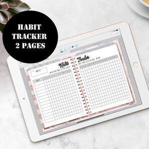 Daily Habit tracker Insert on 2 pages, Habit tracker printable, Habit Tracker Pages Log insert, Good Notes Digital planner notebook 00160
