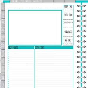 Recipe Cards Insert Printable Digital Download, GoodNotes Planner Insert, Good Notes Digital Recipe Book Template, Recipe Insert 00175 image 4