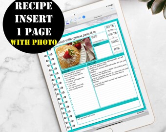 Recipe Cards Insert Printable Digital Download Goodnotes | Etsy