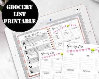 Grocery List Printable Digital Download, GoodNotes Planner Insert, Erin Condren Life Planner, Good Notes Digital planner 00149