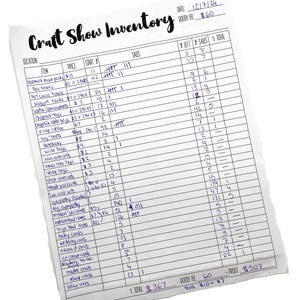 Crafty Show Inventory Tracker, Inventory Tracker Insert, Craft Planner ...