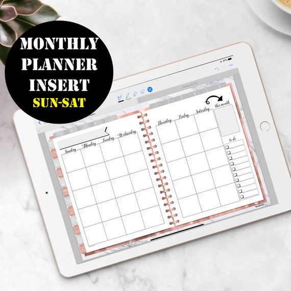 sunday saturday monthly calendar monthly digital planner etsy