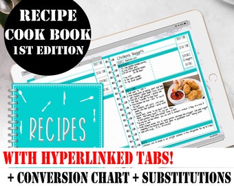 Digital Recipe Book, Digital Recipes for Goodnotes Planner on iPad Pro, Digital Cook book, Digital Recipe Planner, Digital Recipe Card 00169