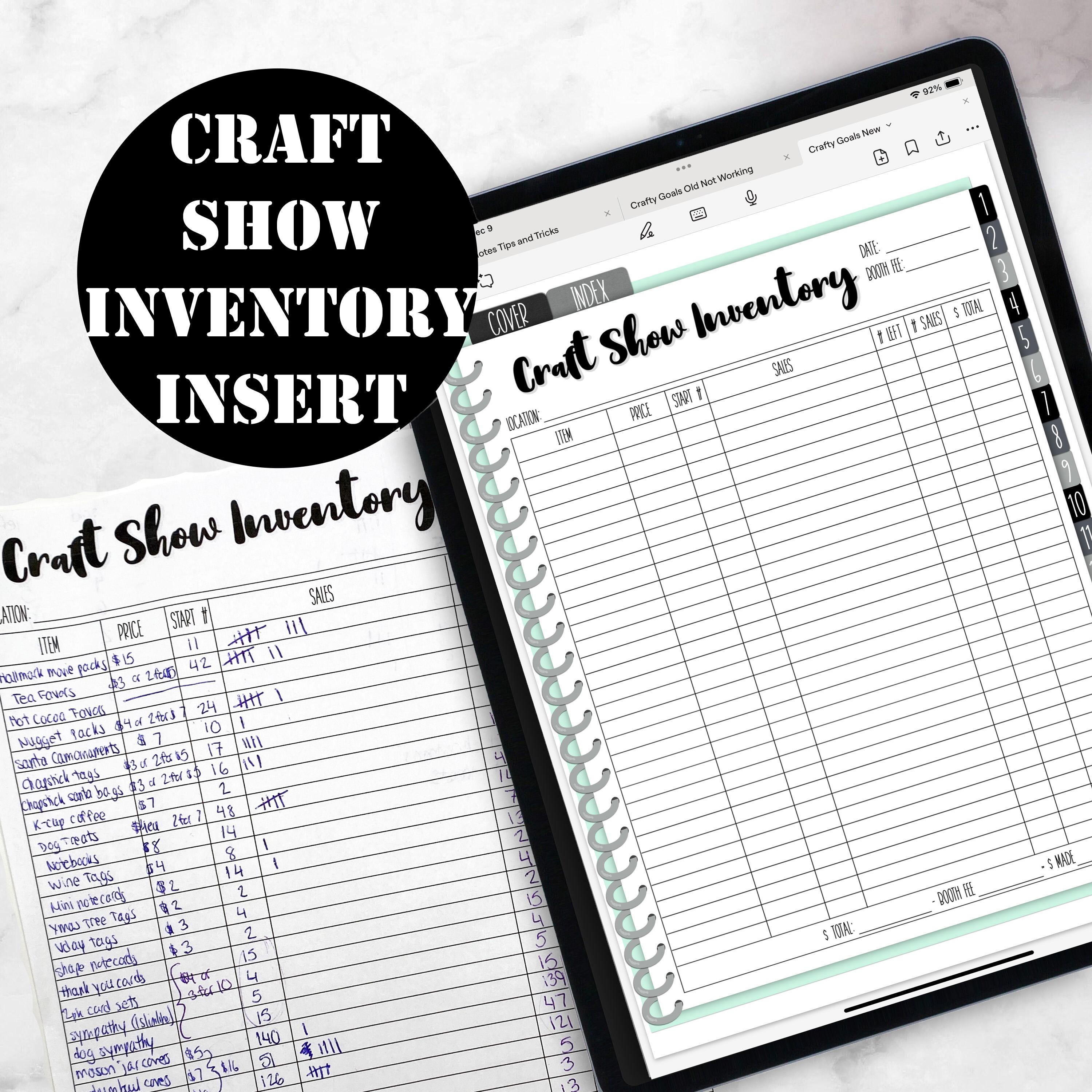 Crafty Show Inventory Tracker, Inventory Tracker Insert, Craft Planner ...