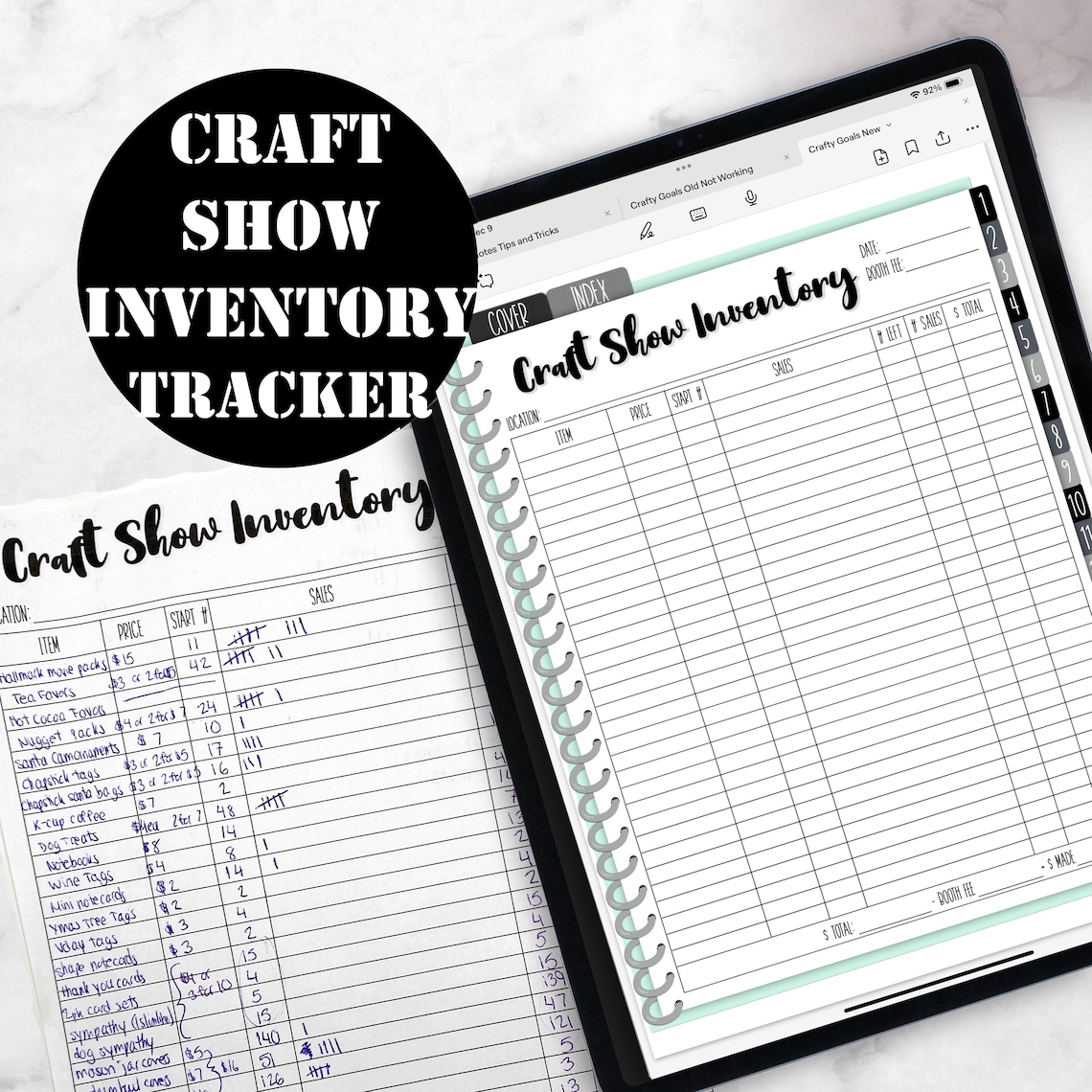 Crafty Show Inventory Tracker, Inventory Tracker Insert, Craft Planner ...