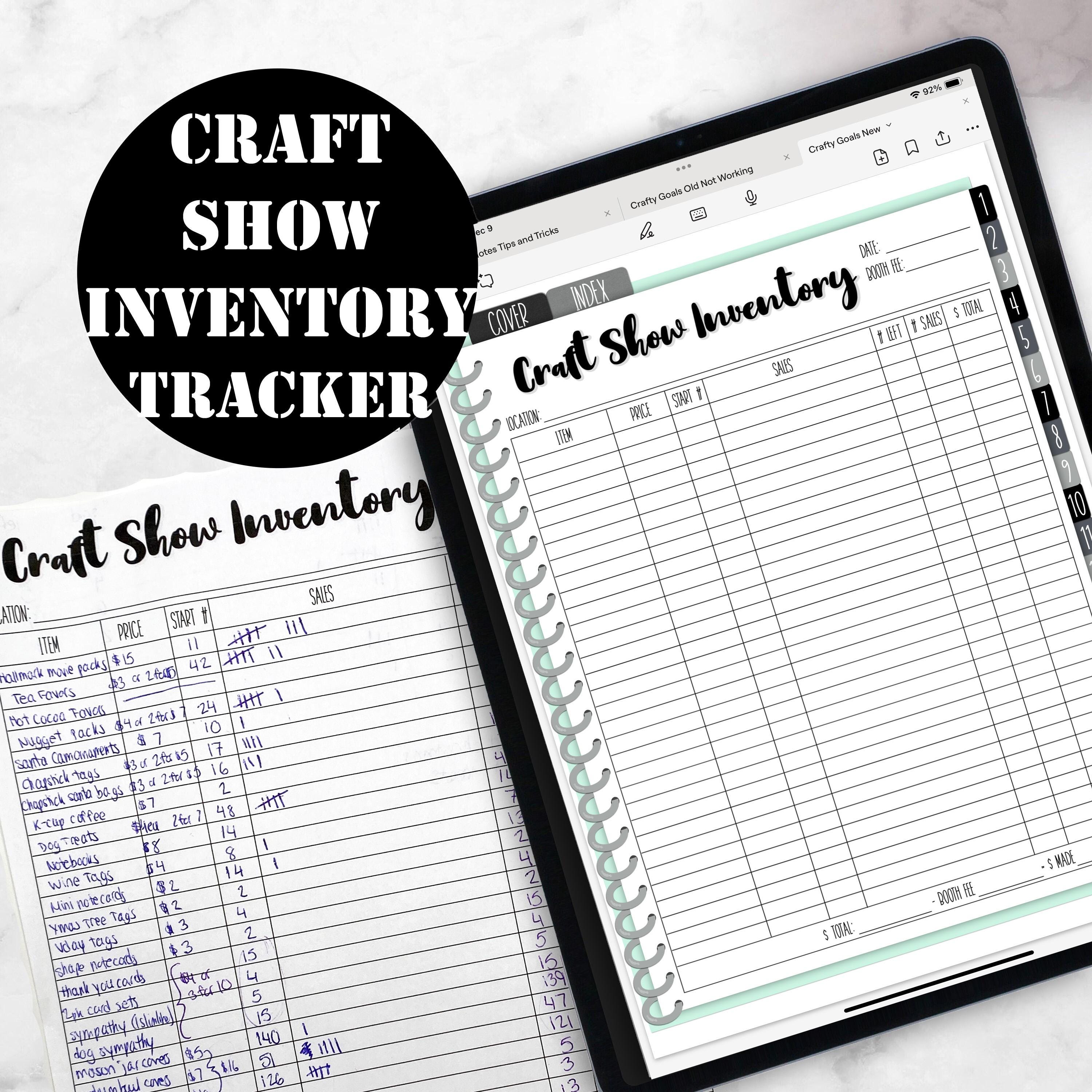 Crafty Show Inventory Tracker, Inventory Tracker Insert, Craft Planner ...