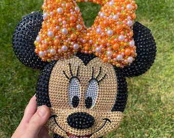 Candy Corn Minnie Disney Inspired Minnie Mouse Pearl Bling Crossbody Bucket Bag