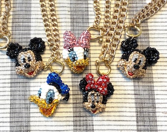 Disney Inspired Character Mickey Minnie Daisy Donald Dale Necklace