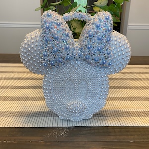 Glass Slipper Disney Inspired Minnie Mouse Pearl Bling Crossbody Bucket Bag