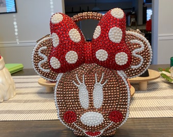 Gingerbread Minnie Disney Inspired Minnie Mouse Rhinestone Bling Crossbody Bag