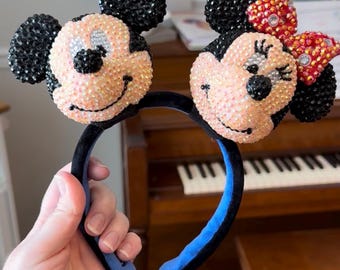 Disney Inspired Mickey Minnie Mouse Plush Bling Headband