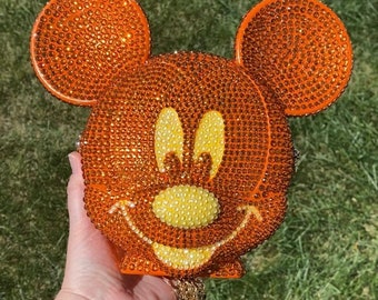 Pumpkin Mickey Halloween Disney Inspired Mickey Mouse Bling Crossbody Bucket Bag