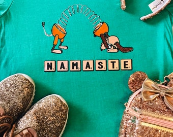 Disney Toy Story Inspired Slinky Dog Yoga Namaste Scrabble Tee
