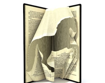 Book folding pattern - HORSE - 243 folds + Tutorial with Simple pattern - Heart - AN1003