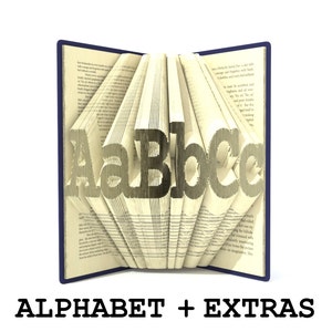 Folded book ALPHABET 1 - Medium bold font - Book folding patterns + Tutorial with Simple pattern - Heart - AL0103