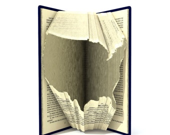 Book folding pattern - USA MAP - 179 folds + Tutorial with Simple pattern - Heart - MA0102