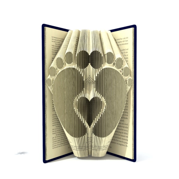 Book folding pattern - BABY FEET with HEART - 229 folds + Tutorial with Simple pattern  -  FO0102