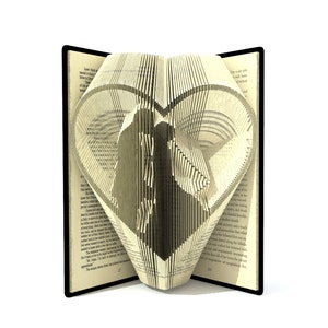 Book folding pattern - WEDDING COUPLE in HEART - 510 pages + Tutorial with Simple pattern - Heart