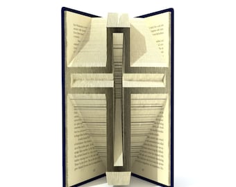Book folding pattern - Cross Crucifix - 179 folds + Tutorial with Simple pattern - Heart - RE0101