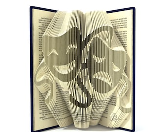 Book folding pattern - DRAMA MASKS - 255 folds + Tutorial with Simple pattern - Heart - SI0502