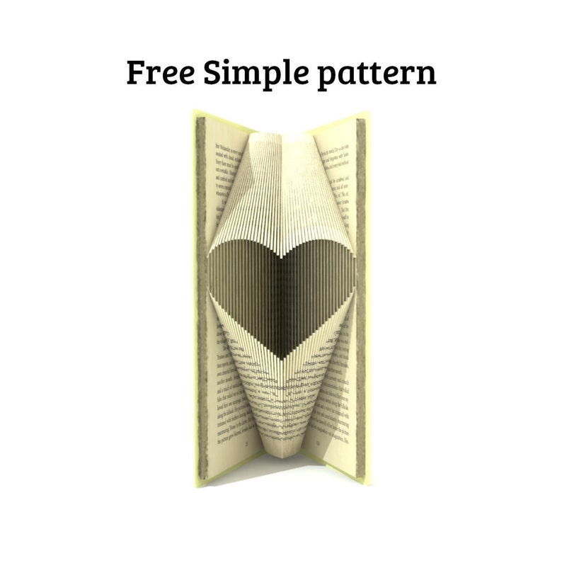 Book folding pattern BOOK ENDS 196 folds Tutorial with Simple pattern Heart SI0523 image 2