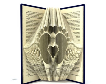 Book folding pattern - BABY FEET with WINGS - 275 folds + Tutorial with Simple pattern - Heart -  FO0104