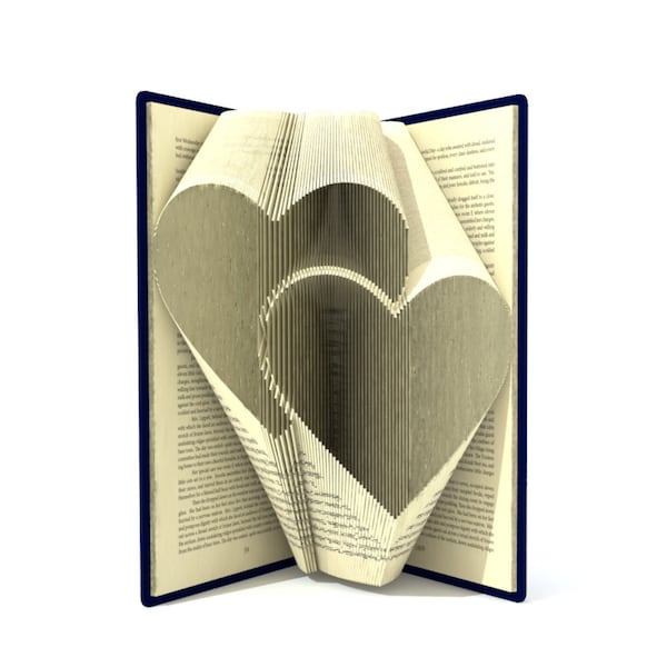 Folded book art pattern - TWO HEARTS - 446 pages + Tutorial with Simple pattern - Heart