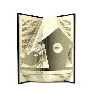 Book folding pattern - BIRD and BIRDHOUSE  - 498 folds + Tutorial with Simple pattern - Heart - AN0705