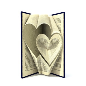 Book folding pattern - TWO HEARTS - 2 different sizes included 151 and 194 folds + Tutorial with Simple pattern - Heart - FH0701