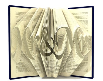 Book folding pattern - MR&MRS Large font -  380 folds + Tutorial with Simple pattern - Heart - WO0301