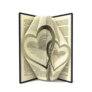 Book folding pattern - WEDDING HEARTS - 223 folds + Tutorial with Simple pattern - Heart - EH0502