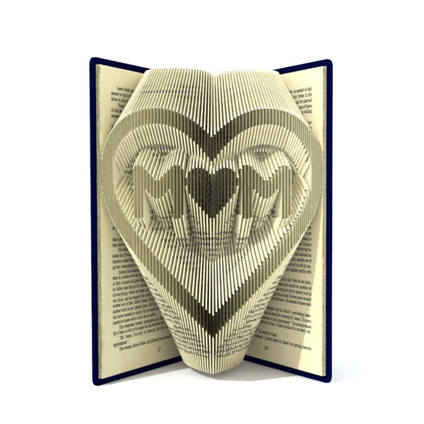 Book folding pattern - HEART with MOM in center - 206 folds + Tutorial with Simple pattern - Heart - EH0204