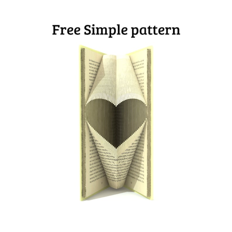 Book folding pattern TWO HEARTS 2 different sizes included 151 and 194 folds Tutorial with Simple pattern Heart FH0701 image 2