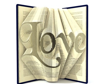 Book folding pattern - LOVE - 564 pages + Tutorial with Simple pattern - Heart
