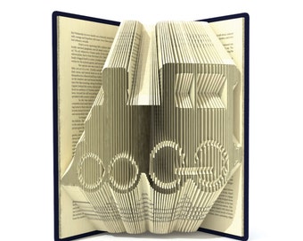 Book folding pattern -  STEAM TRAIN - 244 folds + Tutorial with Simple pattern - Heart - CA0107