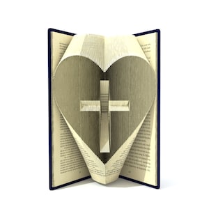 Book folding pattern - CROSS in a HEART - 195 folds + Tutorial with Simple pattern