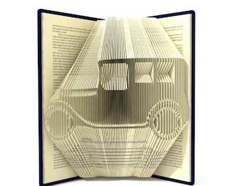 Book folding pattern - VINTAGE CAR - 269 folds + Tutorial with Simple pattern - Heart - CA0101