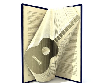 Book folding pattern - GUITAR - 444 pages + Tutorial with Simple pattern - Heart