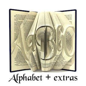 Book folding ALPHABET 7 - Big fancy font - Book folding patterns + Tutorial with Simple pattern - Heart