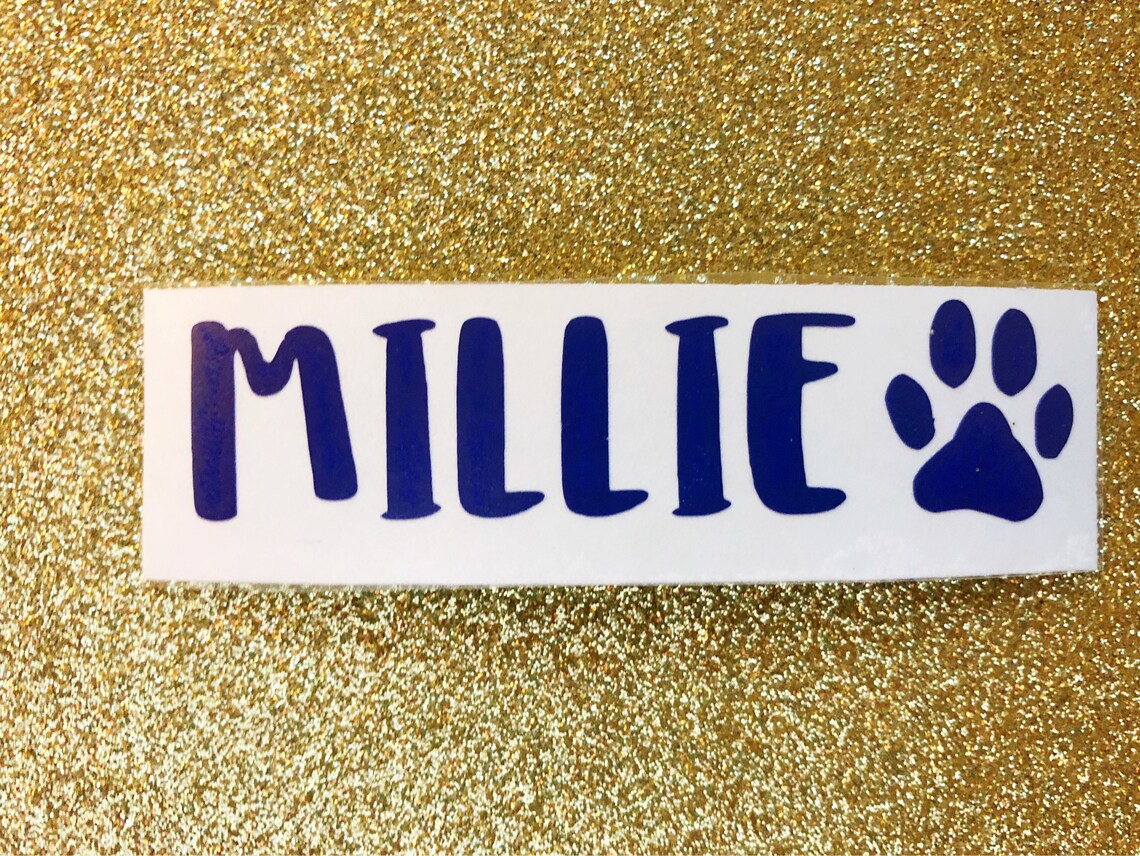 Paw Print Name Decal Vinyl Pet Name Decal Dog Name Sticker Etsy