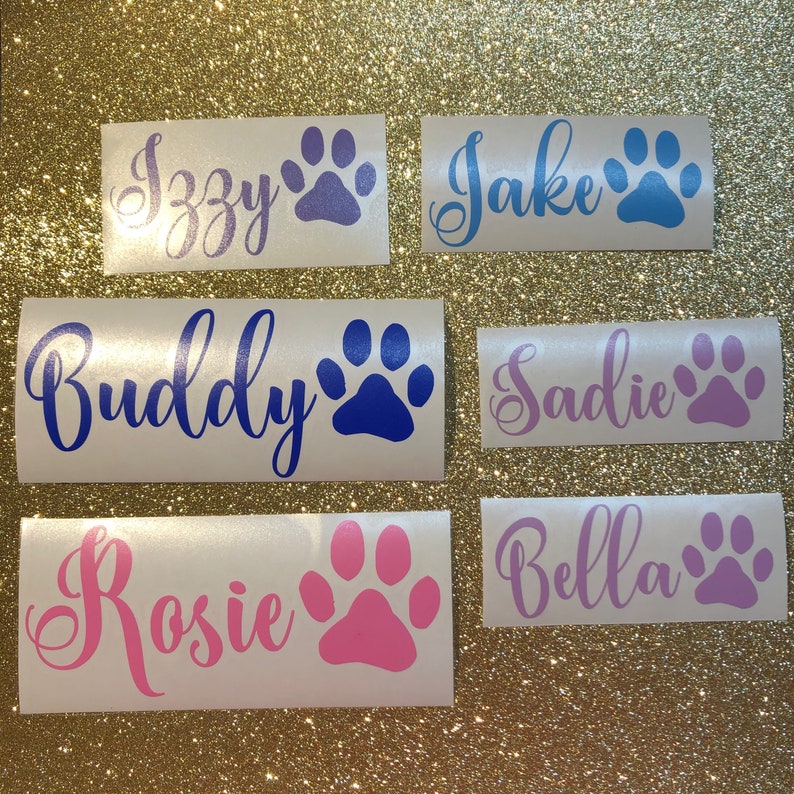 Vinyl Name Decal with Paw Print Dog Name Sticker Cat Name Etsy