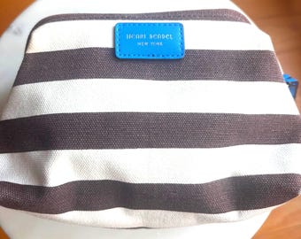 Henri Bendel Canvas- och läderfodral: Randigt vintagetillbehör