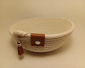 Bol en tissu en corde - Panier en corde enroulée - Panier pour corde à linge - Panier en chiffon - Fibre