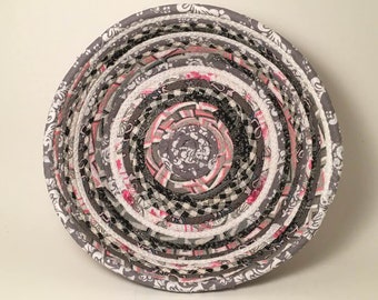Fabric Bowl - Coiled Rope Basket - Clothesline Basket - Rag Basket - Fiber