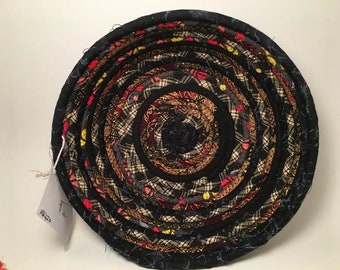 Fabric Bowl - Coiled Rope Basket - Clothesline Basket - Rag Basket - Fiber