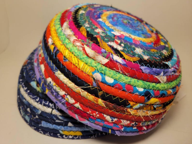 Rope Fabric Bowl - Coiled Rope Basket - Clothesline Basket - Rag Basket ...