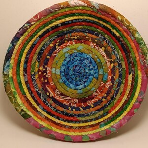 Rope Fabric Bowl - Coiled Rope Basket - Clothesline Basket - Rag Basket - Fiber