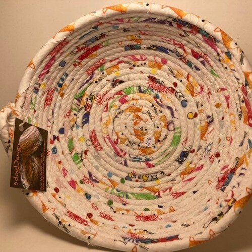 Fabric Bowl Coiled Rope Basket Clothesline Basket Rag Etsy